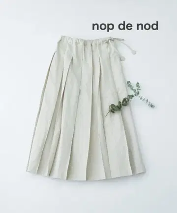 nop de nod [ 미사용 ] 린넨코튼 스티치 플리츠 스커트 베이지