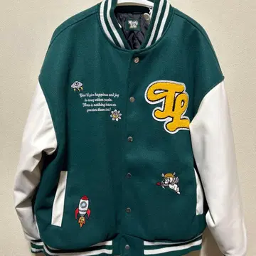 that's LIFE 자수 바시티 자켓 그린/화이트