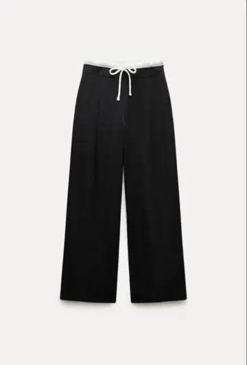자라 ZARA 와이드 레그 팬츠 더블 허리 밴딩 블랙 XS