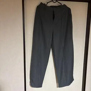 그레이 와이드 팬츠 허리밴딩