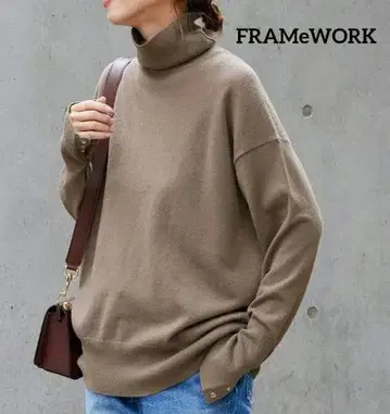 새상품급 프레임워크 니트 하이 게이지 천축 터틀넥 아일렛 포함