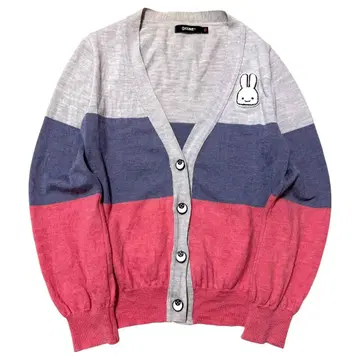 CUNE 토끼 로고 와펜 울 멀티 니트 가디건 0