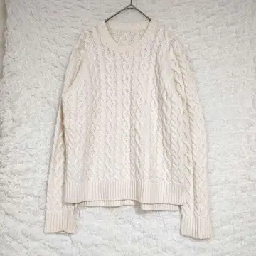 [피치 존] 아이보리 케이블 니트 스웨터 긴팔 M~L 돌려입기 최적
