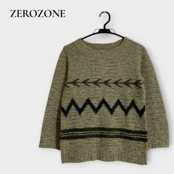 제로존 긴팔 니트 스웨터 알파카 울 M 브라운 일본제