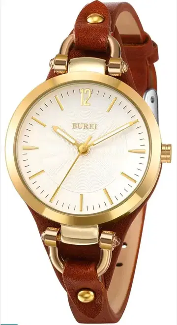 BUREI 여성용 아날로그 쿼츠 손목시계 방수 얇은 타입 경량
