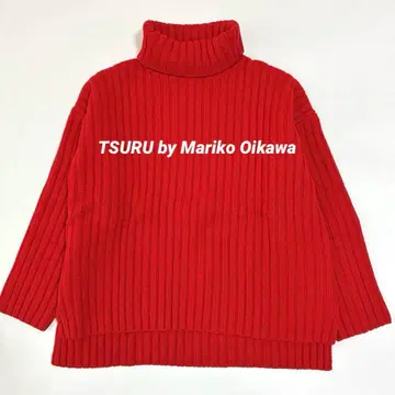 새상품급 캐시미어 블렌드 츠루바이 리브 터틀넥 스웨터 레드 빨간색