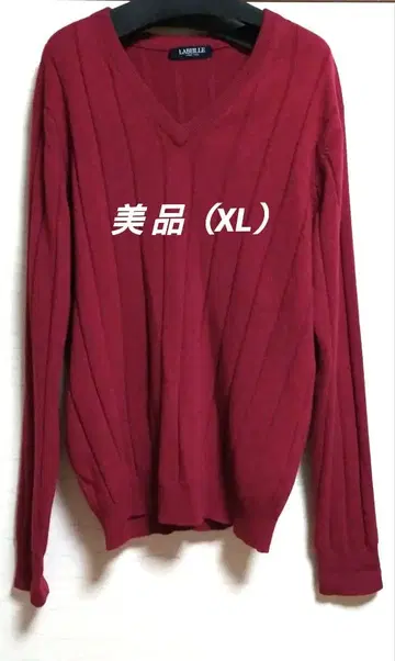 새상품급 LABEILLE 와인 레드 XL 캐시미어 스웨터 U넥 남성용