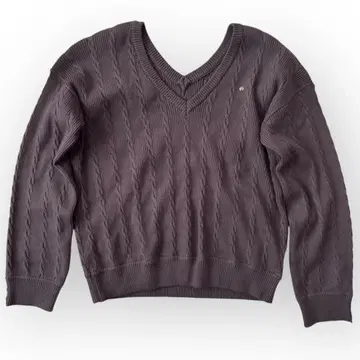 ANDMARY 아 드마리 케이블 니트 V넥 그레이 심플 프리