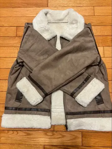 브라운 무스탕 코트 보아 안감