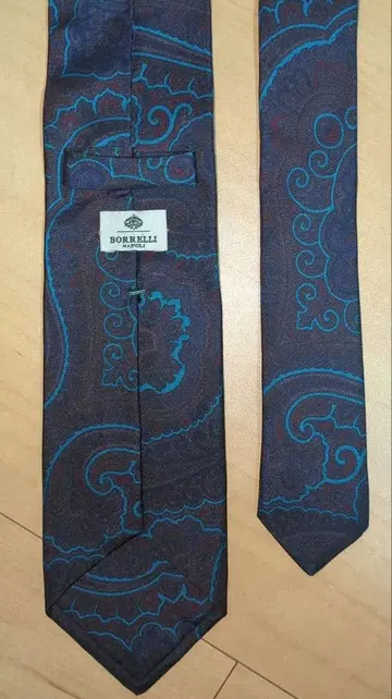 새상품급 LUIGI BORRELLI 페이즐리 무늬 넥타이 다크 브라운