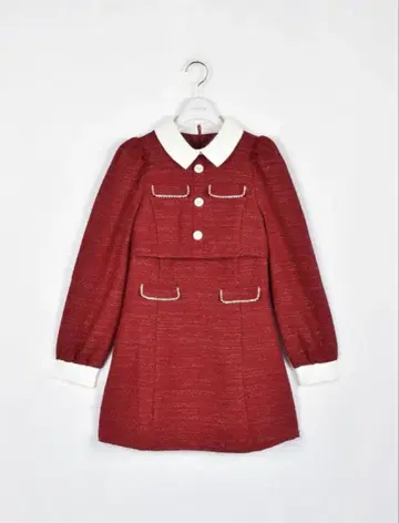 evelyn 트위드 미니 플레어 원피스 빨간색