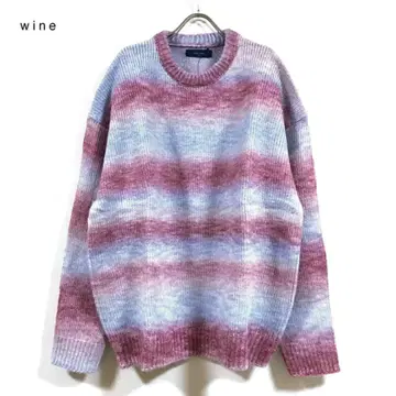 새상품 그라데이션 보더 빅 실루엣 스웨터 남성용 와인 L