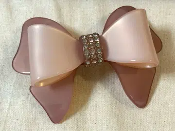 컨디션 최상 acca 핑크 리본 헤어 액세서리 머리핀 핑크 베이지