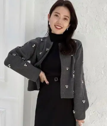 anuans 비쥬 니트 자켓 그레이