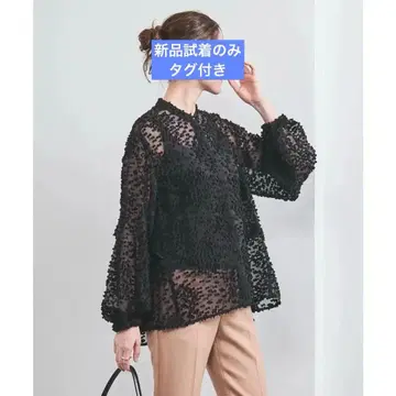 유나이티드 애로우즈 백플레어컷 자카드 블라우스 택 포함 미사용 새상품