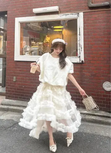 [ POMIII PARTGE ] 머메이드 프릴 튤 스커트