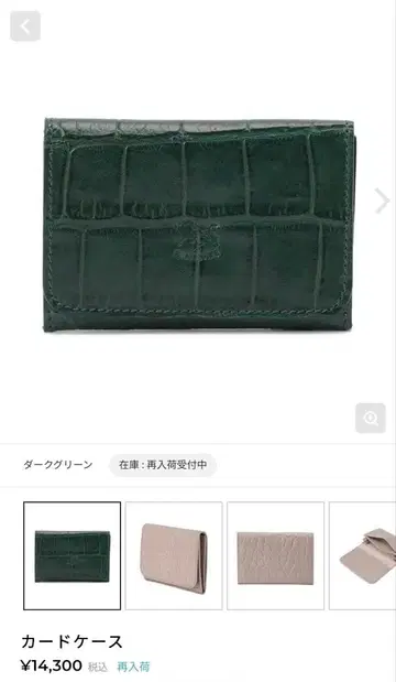 크로커다일풍 가죽 명함지갑 다크 그린/블랙