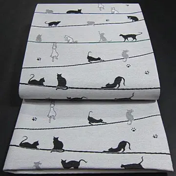 새상품 니시진 비단 전통 무늬 후쿠로 오비 고양이 [면심 재단 부착]