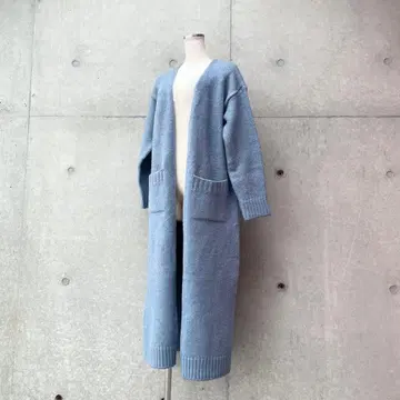 택 포함 새상품 두꺼운 원단 롱 가디건 블루 FREE