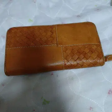 뜨개질 가죽 장지갑 브라운