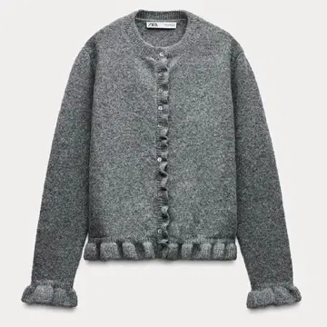 ZARA 프릴 니트 가디건 XL 그레이