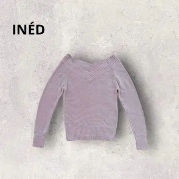 이네드 풀오버 니트 V넥 드롭 숄더 상의 라벤더