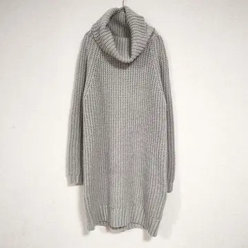 [ 셰리에 ] 그레이 터틀넥 니트 원피스 무릎 기장 L 튜닉