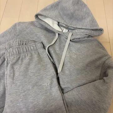 alo 셋업 그레이 후드 부착 후드티 맨투맨 xs