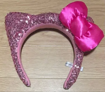 핑크 고양이 귀 머리띠 리본 포함