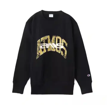 [ 새상품 ] Champion x atmos 리버스 위브 맨투맨 블랙 S