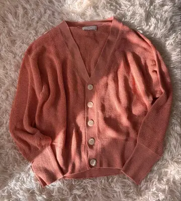 SLOBE IENA 슬로브 이에나 린넨 혼방 V넥 가디건 핑크