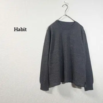 Habit 긴팔 니트 스웨터 다크 그레이 울 100% 여성용