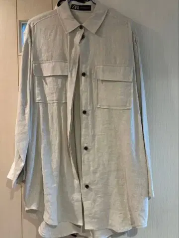 ZARA 린넨 베이지 긴팔 셔츠 2포켓