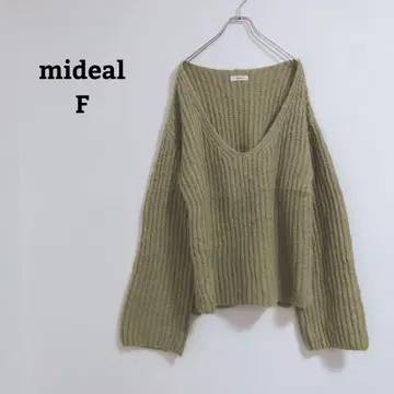 마이딜 니트 스웨터 오버 사이즈 울 혼방 V넥 루즈핏 F