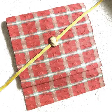 순수 실크 나고야 오비 핑크 x 화이트 x 스카이블루 cute 체크