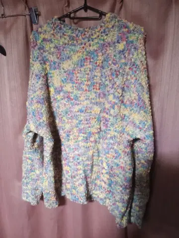 일품 물건 일품 다색 니트 스웨터 긴팔 크루넥 핸드메이드?