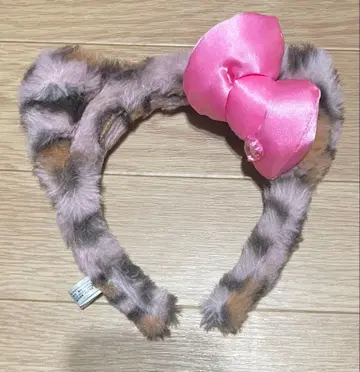 레오파드 무늬 리본 포함 머리띠