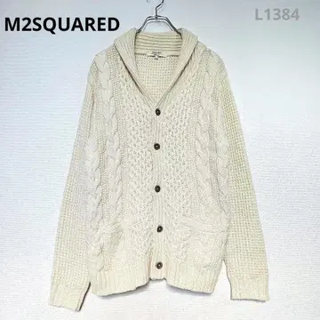M2 스퀘어드 가디건 니트 화이트 L 큼직한 케이블 포켓