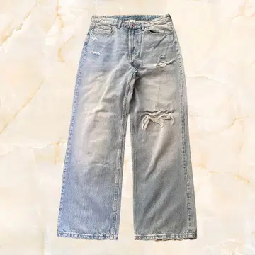 &DENIM 울트라 하이웨스트 와이드 데님 L 상당 데미지 가공