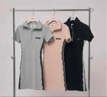 에핀 지퍼 레이스 폴로 원피스 에피 그레이