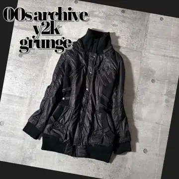 00s 밀리터리 자켓 충전솜 다중 지퍼 벨트 헤이세이 갸루 리브 y2k