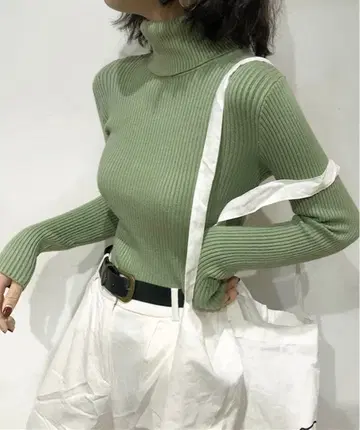 리브 터틀넥 풀오버
