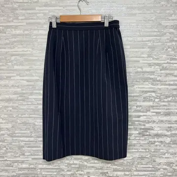 란로브 스트라이프 패턴 네이비 타이트 스커트 9호 오피스 캐주얼