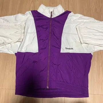 몇 안 되는! Reebok 나일론 자켓 보라색/화이트