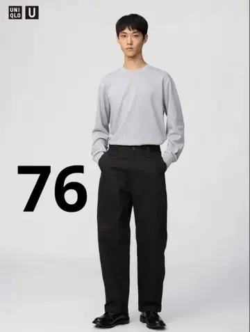 유니클로 U 와이드 핏 치노 블랙 76