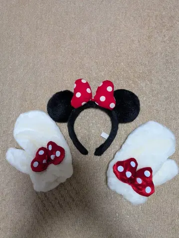미니 마우스 머리띠와 미튼 세트