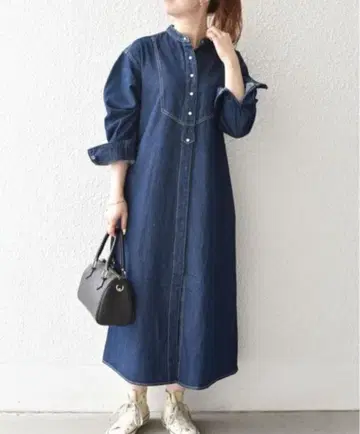 데님 긴팔 셔츠 원피스