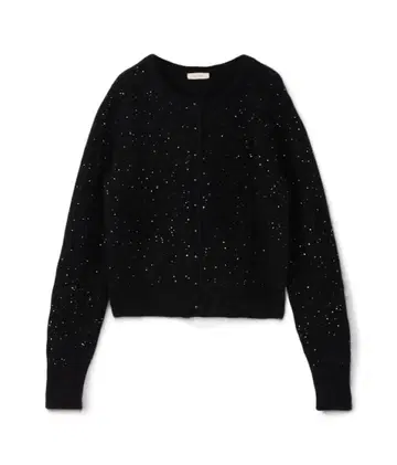 DES PRES 폭스 캐시미어 크루넥 가디건 블랙