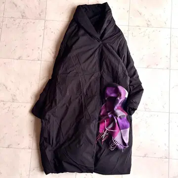 컨디션 최상 미즈이로 인드 25AW 드레이프 롱 다운 코트 프리 블랙