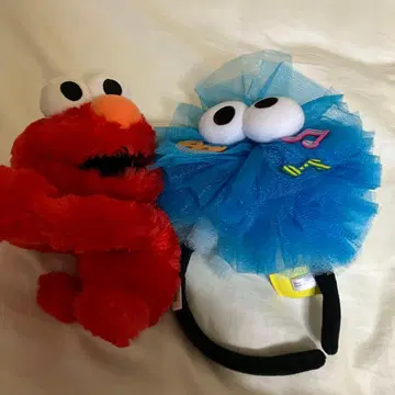 유니버셜 세서미 스트릿 쿠키 몬스터 머리띠 & 엘모 태슬